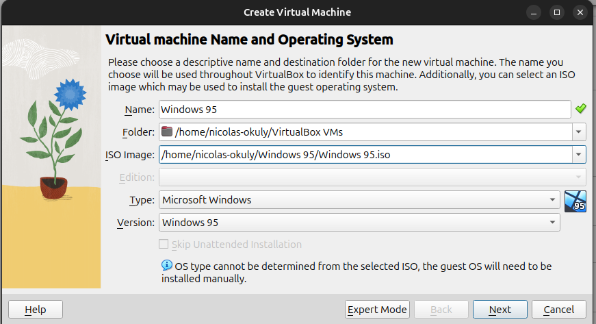 Filled Out New VM Screen